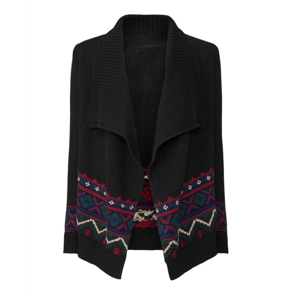 NWT Ralph Lauren Black Erindaria Aztec/ Fair Isle cardigan in size M - Picture 1 of 9